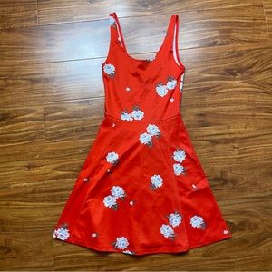 H&M Divided Red White Floral Scoop Stretch Skater Mini Dress Size 0 Girlhoodcore